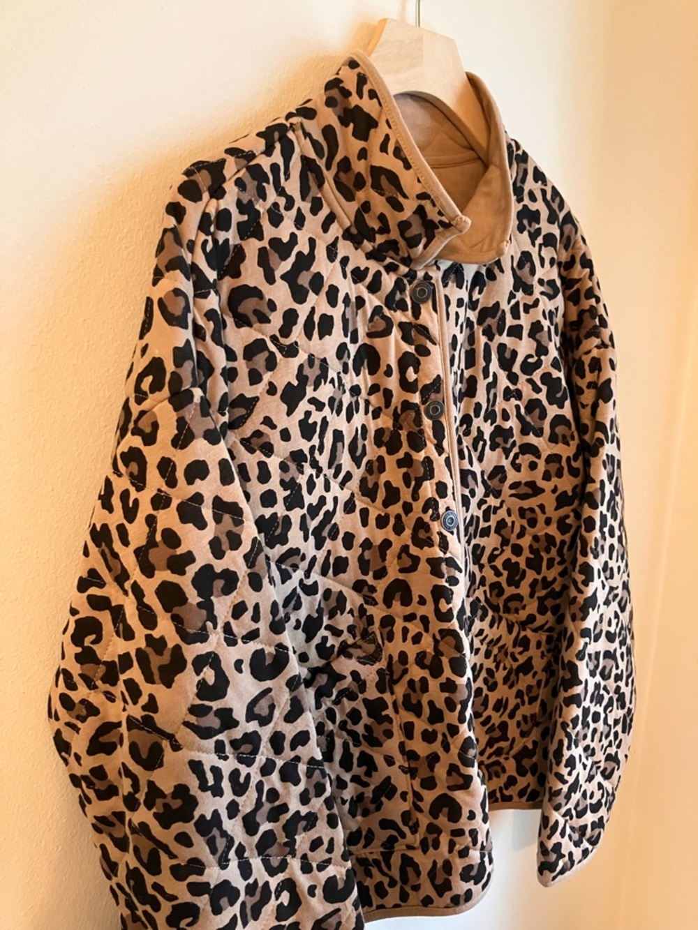 Kensie Quilted Puffer Light Spring Jacket Button-Up Leopard Cheetah Extra Large - Picture 5 of 14